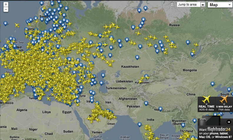 Отслеживание самолётов в реальном времени