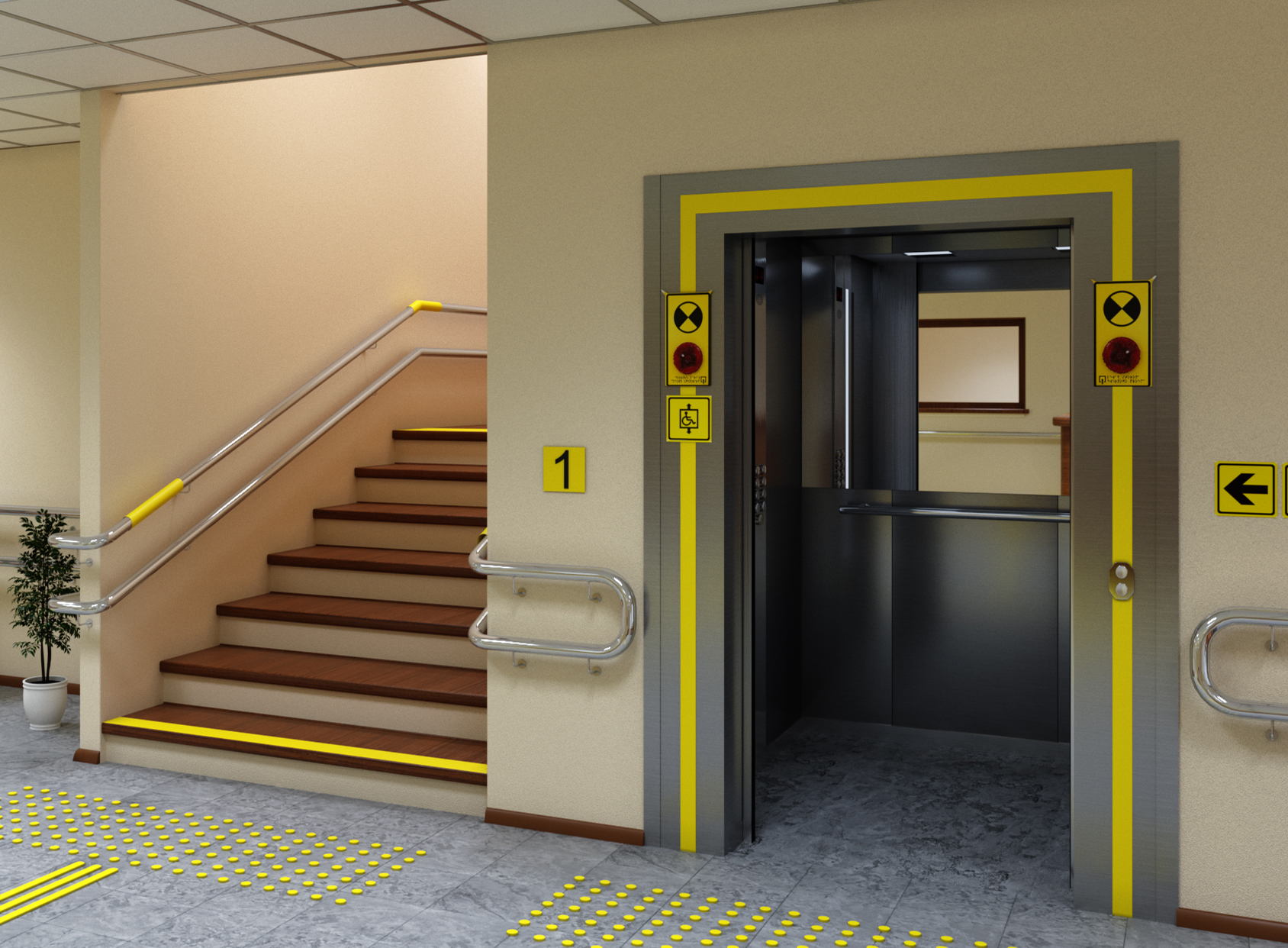 Лифтовой Холл с зоной безопасности МГН