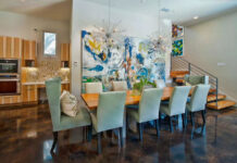 Нанесение настенной живописи в интерьере кухни, столовой