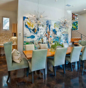 Нанесение настенной живописи в интерьере кухни, столовой